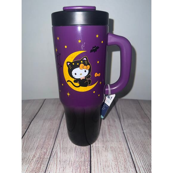Zak! Hello Kitty Halloween Witch Black Cat Purple Tumbler 40oz 2024 NEW - Picture 1 of 5